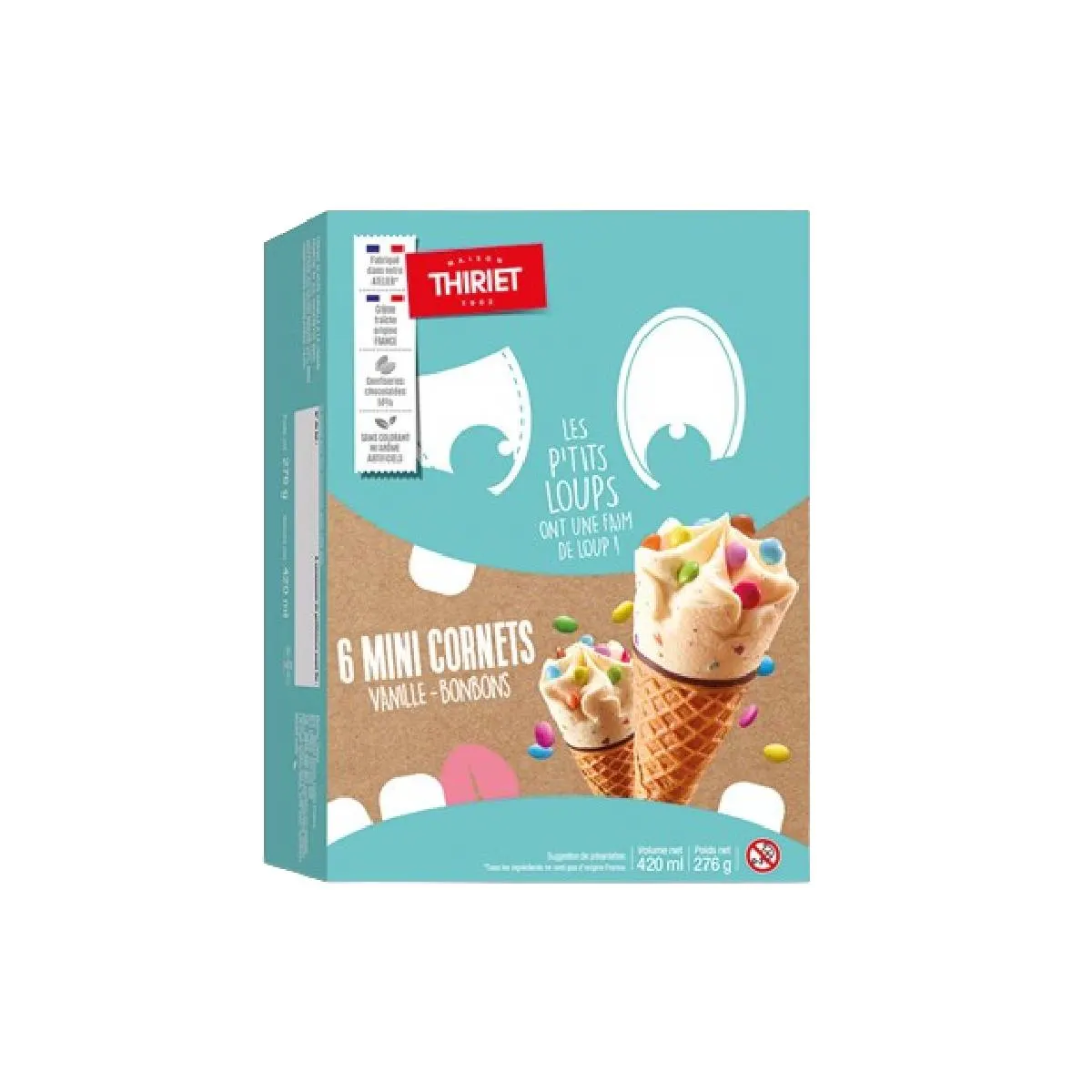 Thiriet mini cônes vanille/bonbons 6x70ml
