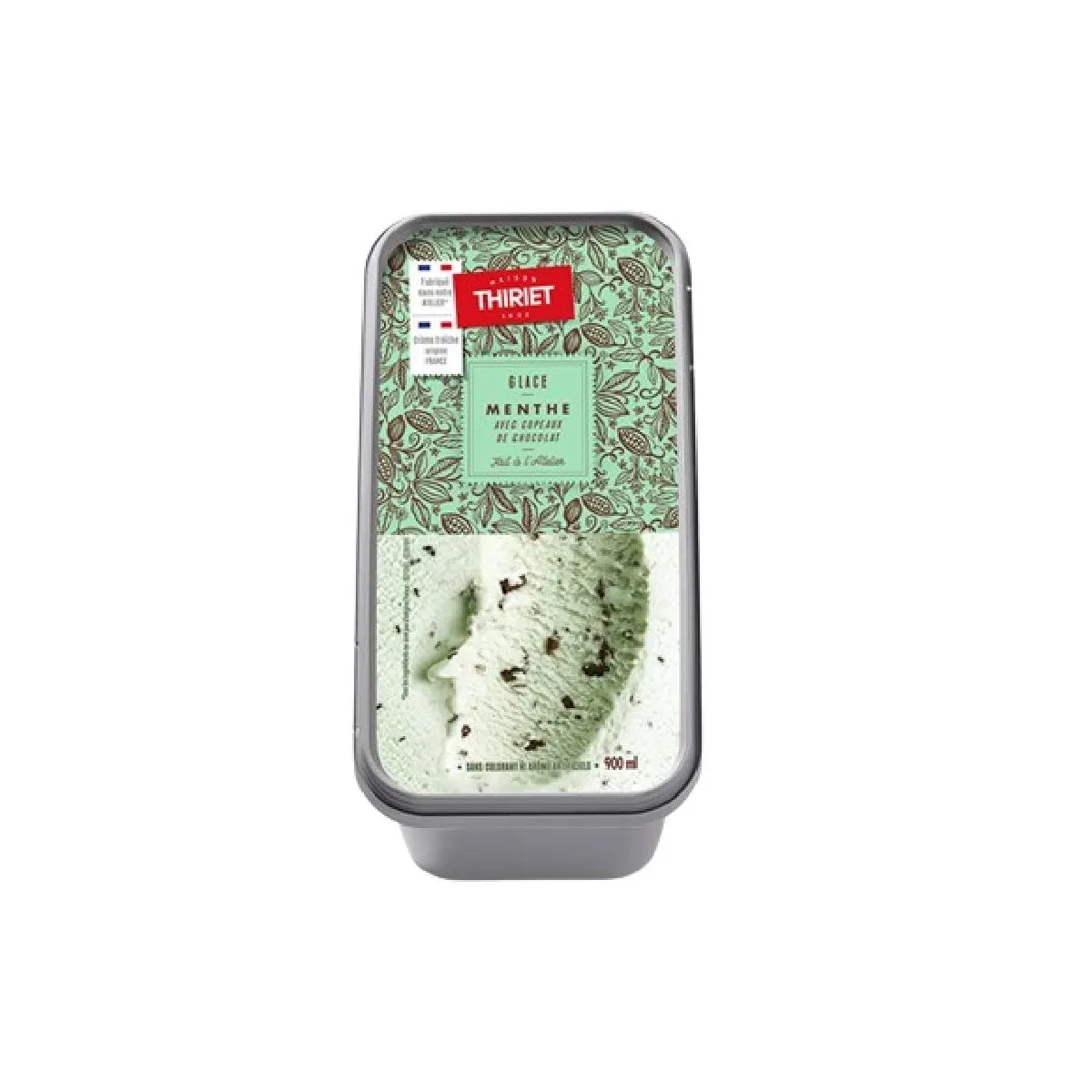 Thiriet bac de crème glacée menthe avec copeaux de chocolat 900ml