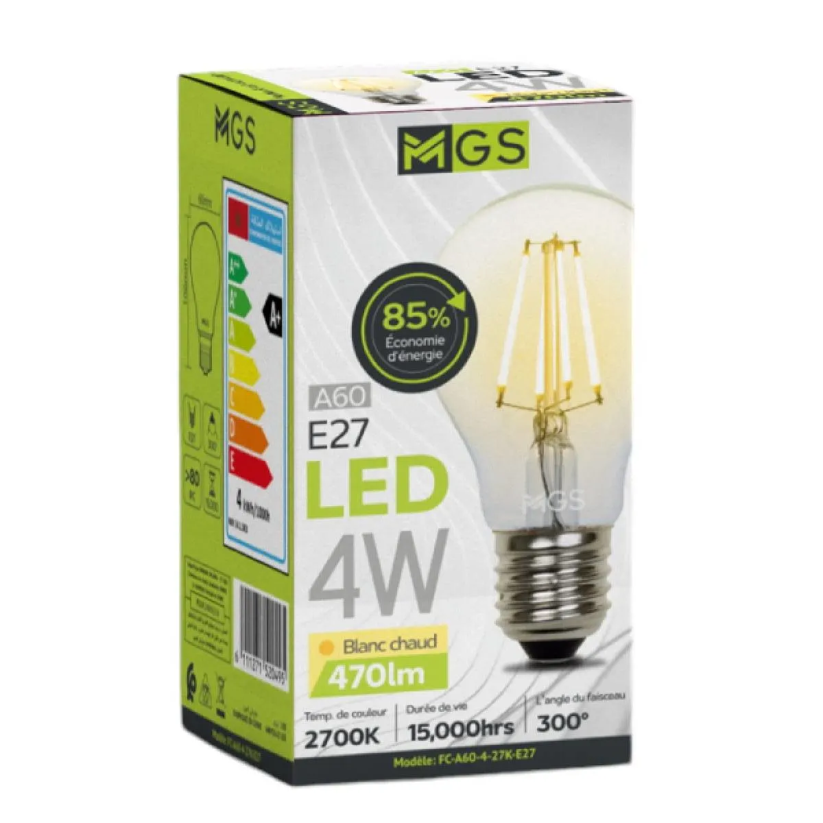 Ampoule LED CLEAR A60 4W E27 - MGS
