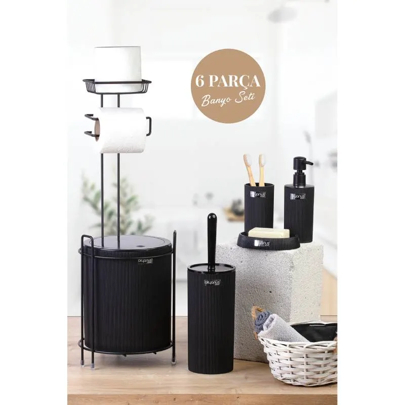 Set salle de bain AS-755S-430 noir 6 pièces - FREE HOME