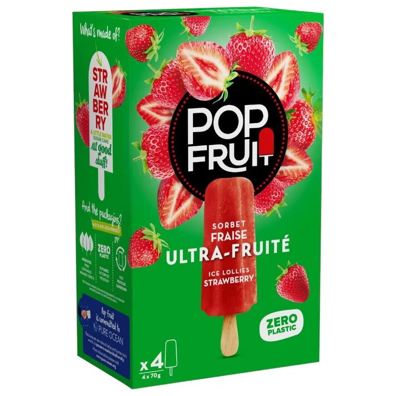 Pop fruit bâtonnet de glace fraise 4x70g
