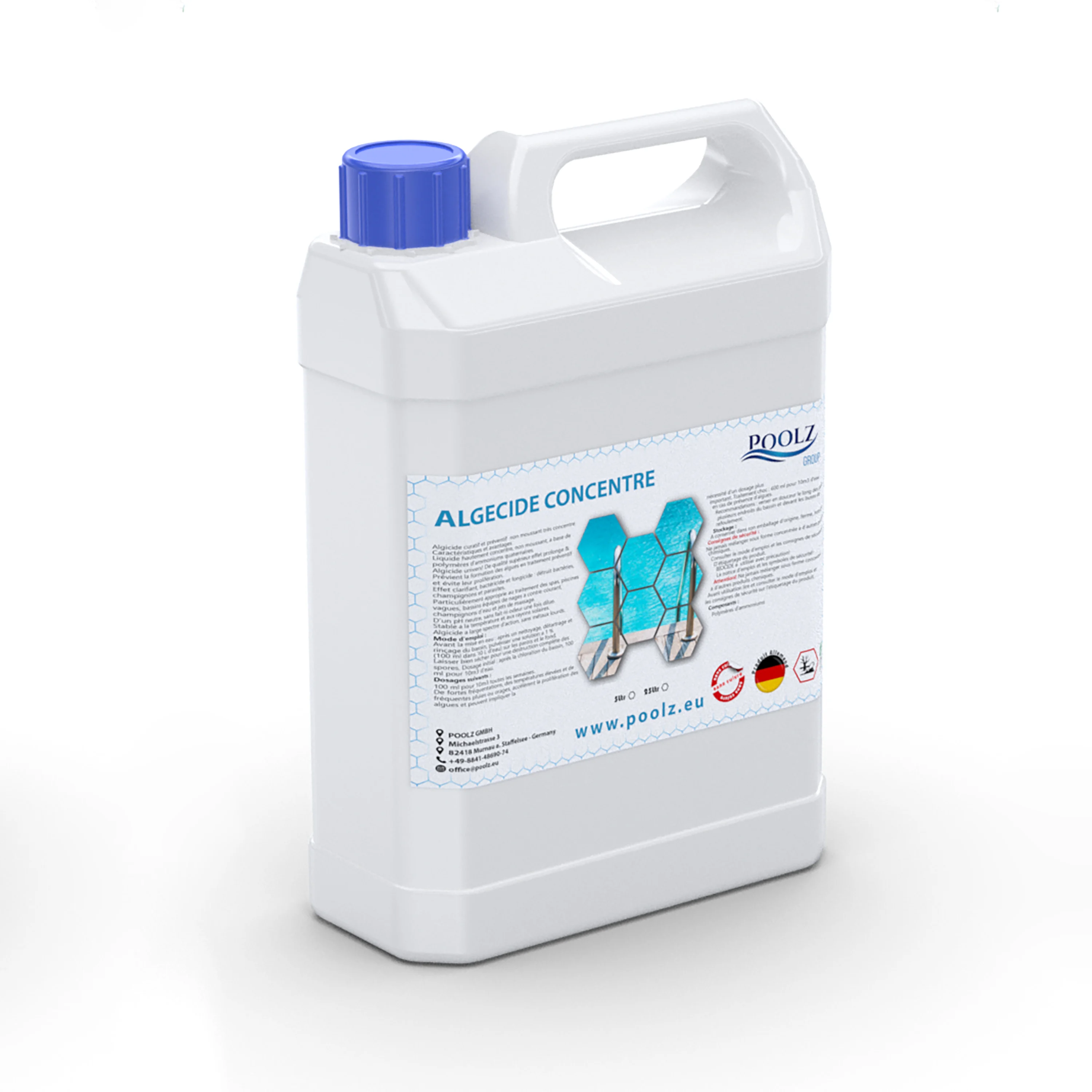 Anti alque algecide concentre bleu 5L - POOLZ