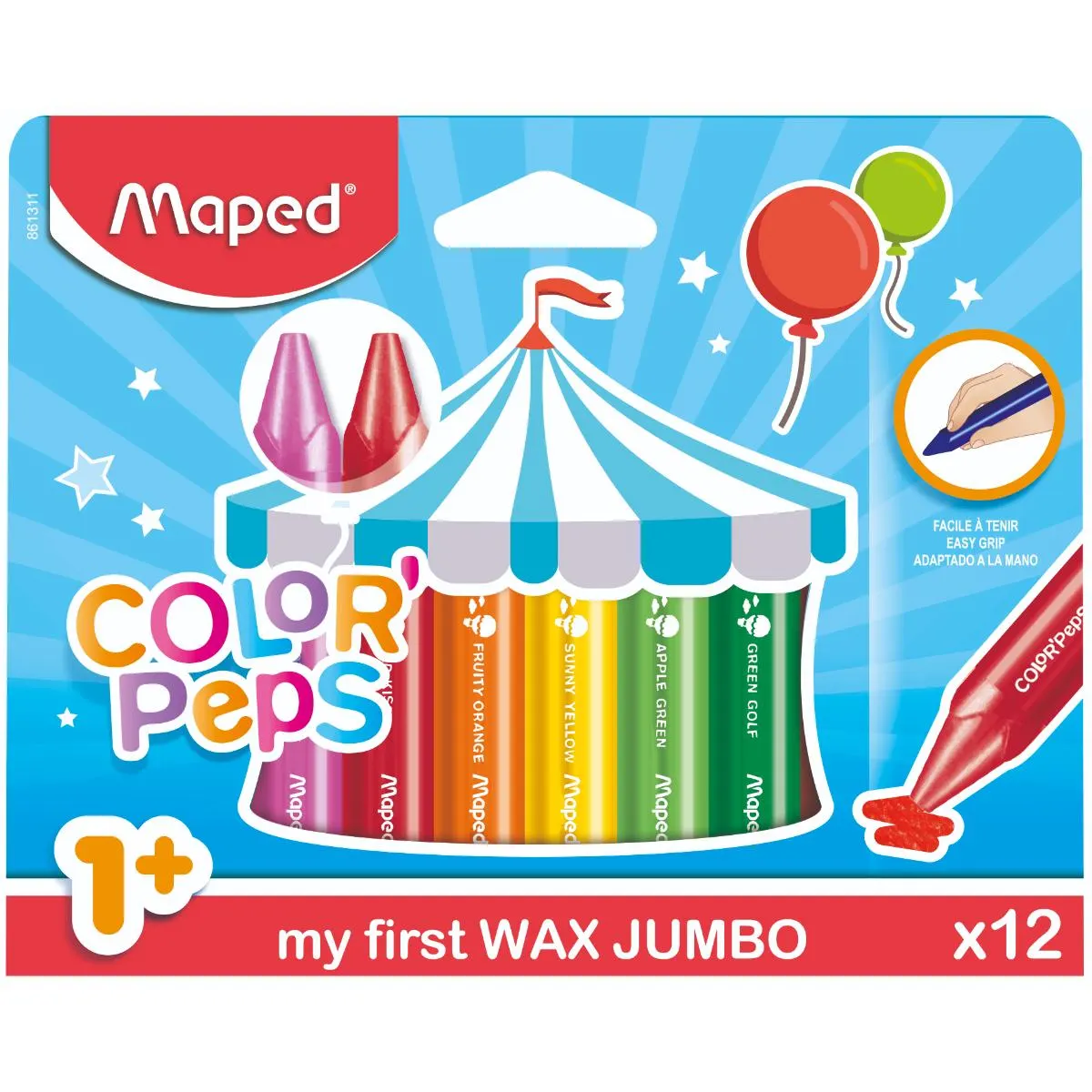 Crayons de cire Color'Peps Jambo x12 unités - MAPED