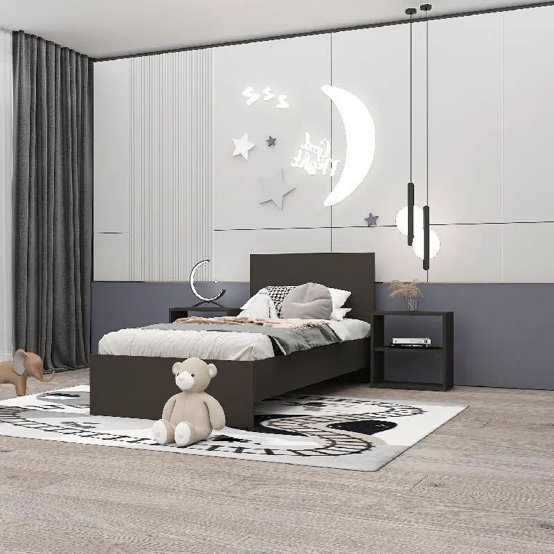 Lit avec table de chevet 900x1900 mm Chêne roble blanc