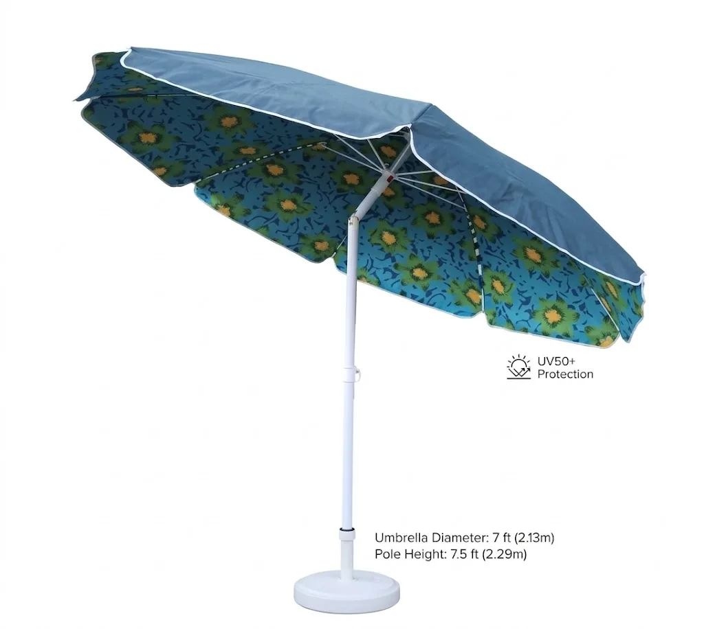Parasol de plage imprimé vert 2 m