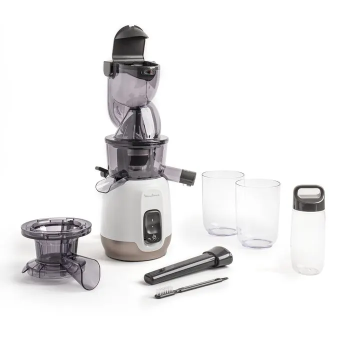 MOULINEX Ultra Juice Extracteur de Jus à Froid, 2 Filtres, Gourde 600 mL, Goulotte Extra-large 85 mm ZU600110