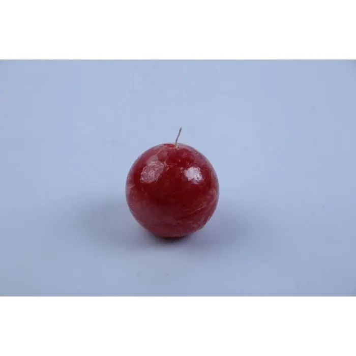 Bougie Boule Rustique GENERIC - 75 mm - Rouge