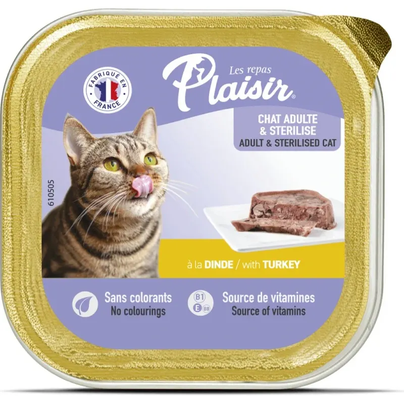 Pâté pour chat à la dinde 100g - LES REPAS PLAISIR
