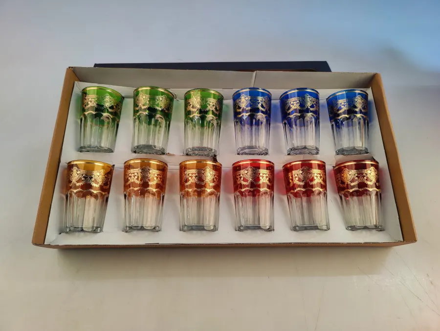 12 Verres à thé décorés dorés 20cl - CASABLANCA