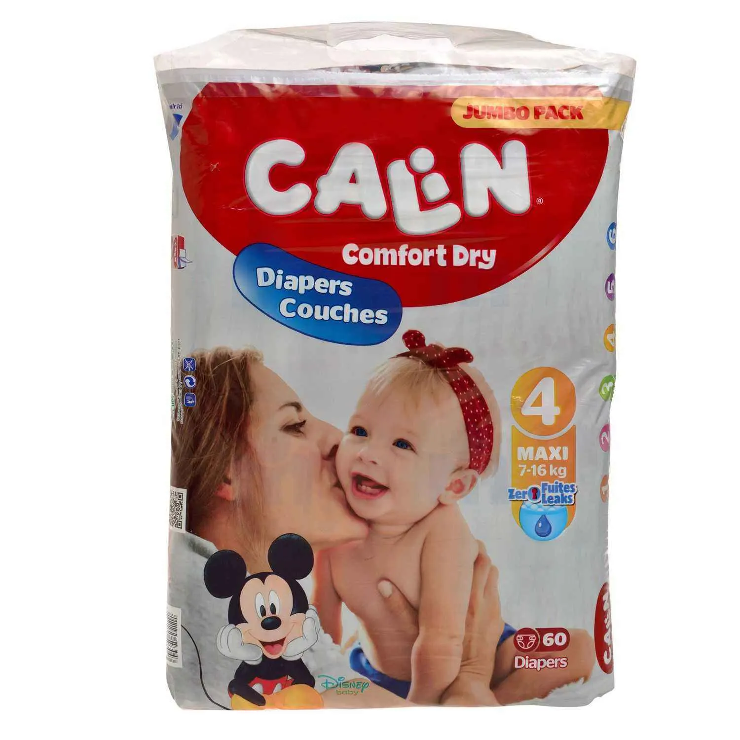 Couches bébé confort dry taille 4 maxi Jumbo Pack x60pcs - CALIN