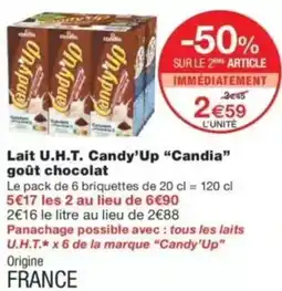 Lait u.h.t. candy'up candia goût chocolat