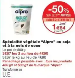 Spécialité végétale alpro au soja et à la noix de coco