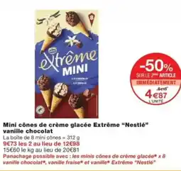 Mini cônes de crème glacée extrême nestlé vanille chocolat