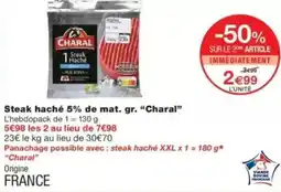 Steak haché 5% de mat. gr. charal