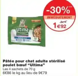 Pâtée pour chat adulte stérilisé poulet bœuf ultima