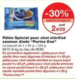 Pâtée spécial pour chat stérilisé saumon dinde purina one
