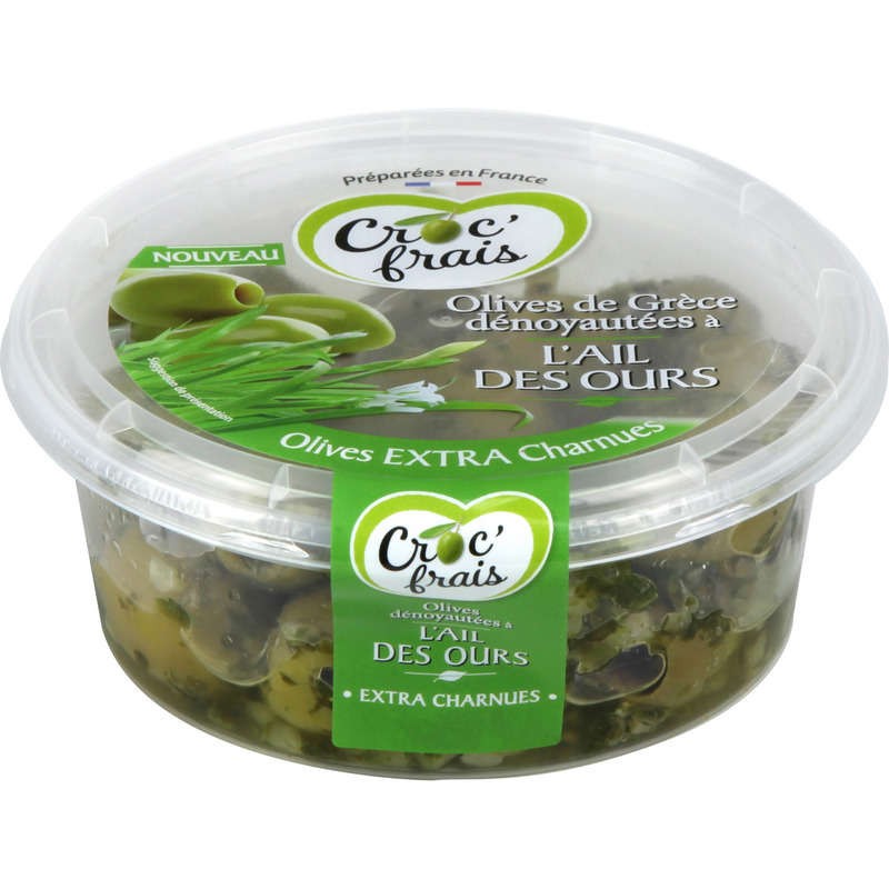 Croc'Frais Olives Vertes Denoyautées À L'Ail Des Ours 150g