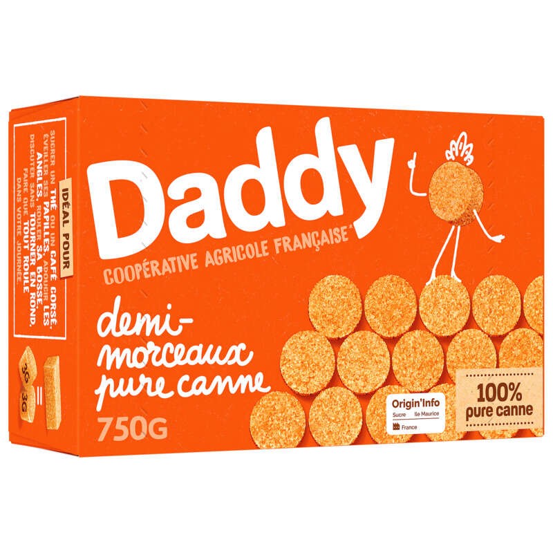 Daddy Sucre de canne demi-morceaux la boîte de 750g