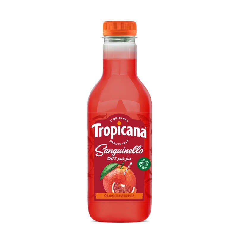 Tropicana Pur Jus Frais d'Orange Sanguinello la Bouteille de 90cl