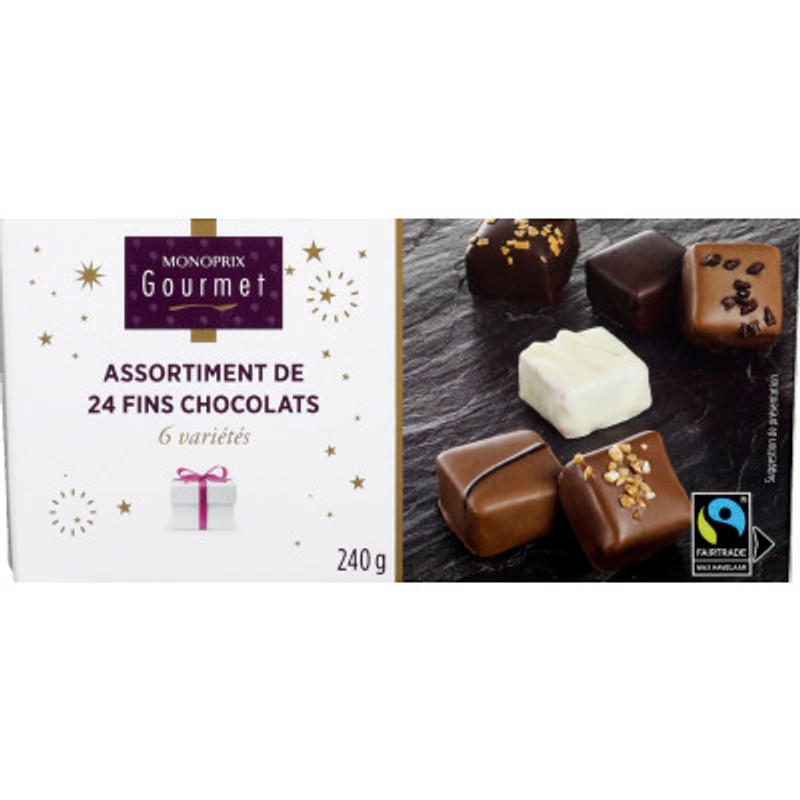 Monoprix Gourmet Ballotin avec assortiment de 24 chocolats 240g