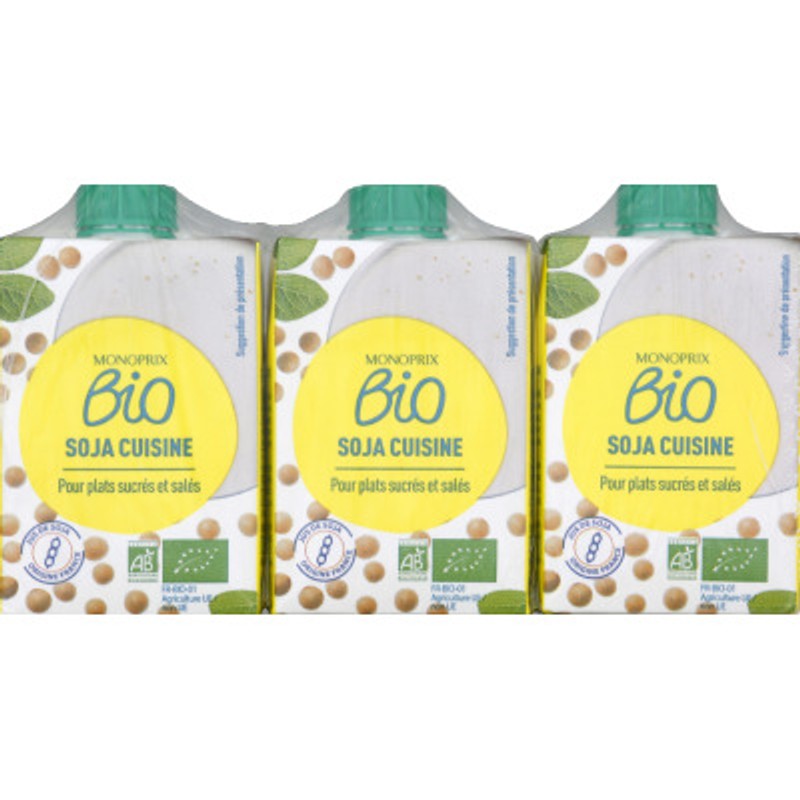 Monoprix Bio Soja Cuisine Brique 3x20cl