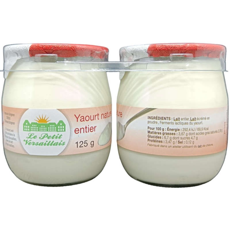 Le Petit Versaillais Yaourt nature lait entier 2x125g