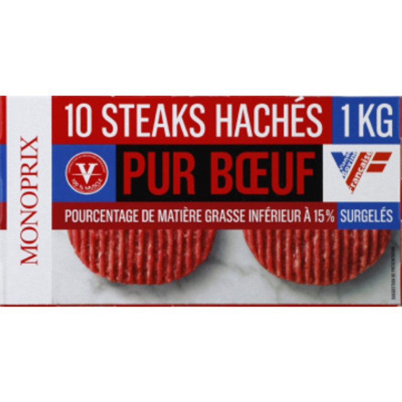Monoprix Steak haché 15% de Mg 10x100g