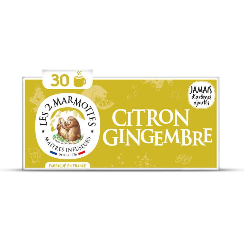 Les 2 Marmottes Infusion Citron Gingembre x30 48g