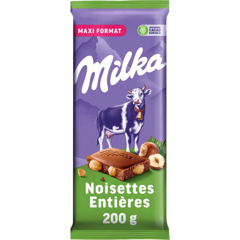Milka Tablette Chocolat au Lait et aux Noisettes Entières 200g