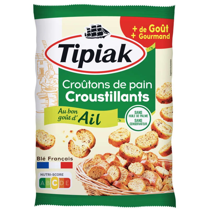 Tipiak Croûtons de Pain Croustillants Ail 220g