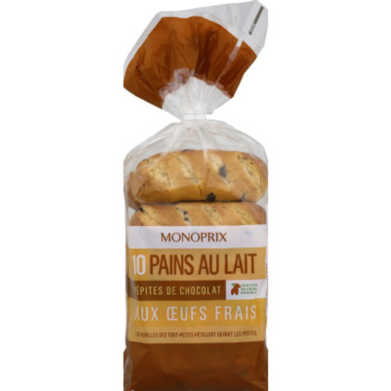 Monoprix Pains au lait x10&pépites de chocolat 350g