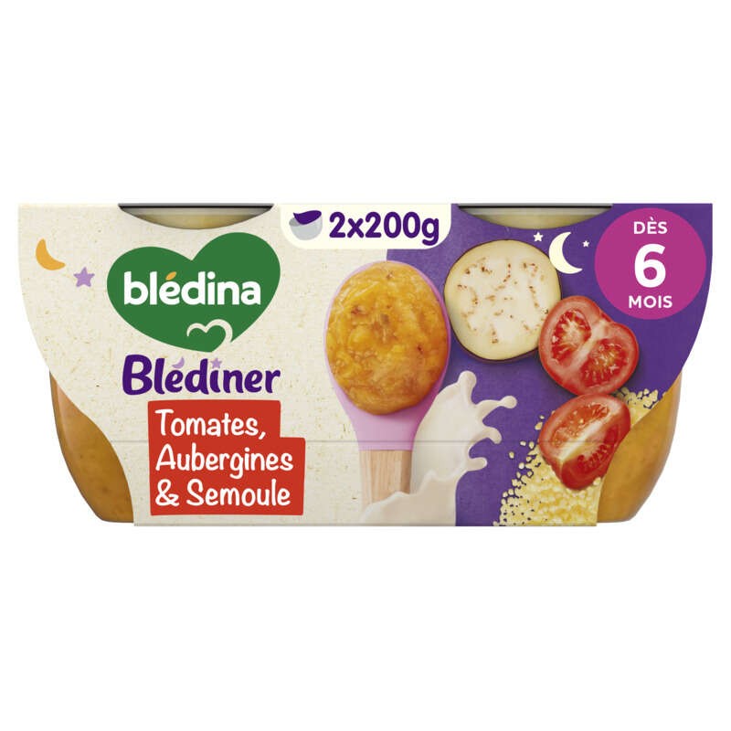 Blédina Blédiner Tomates aubergines semoule 2x200g