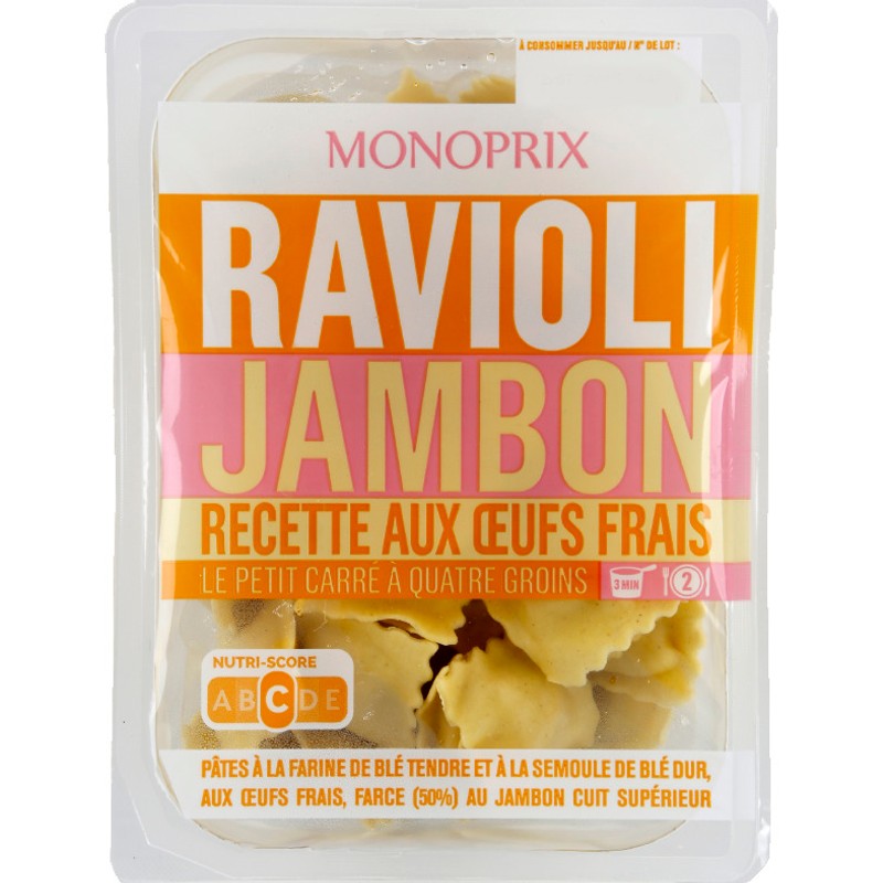 Monoprix Ravioli Jambon Fromage aux Œufs Frais 300g