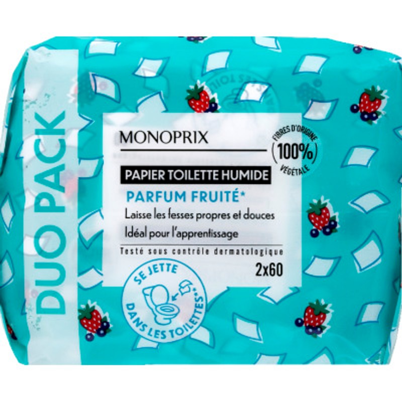 Monoprix Bébé Papier Toilette humide 2x60