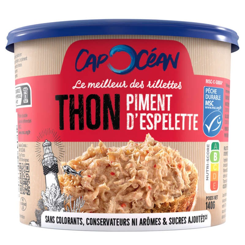 Cap Océan Rillettes de Thon Incroyables Piment d'Espelette 140g