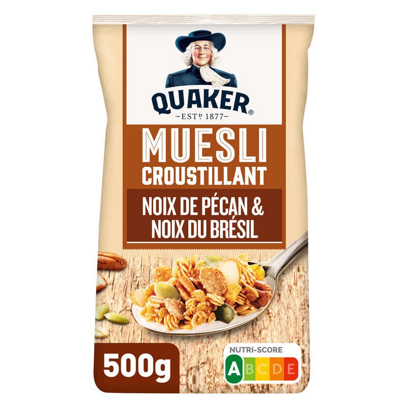 Quaker Muesli Croustillant Céréales Noix de Pécan & Noix du Brésil 500g