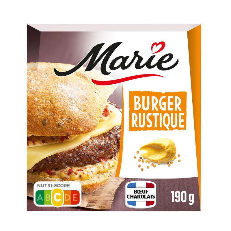 Marie Burger Rustique, Bœuf Charolais, Emmental, Sauce Aux 2 Moutardes 190 g