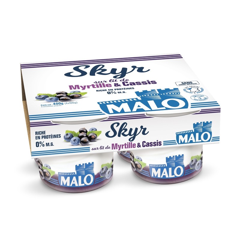 Malo Skyr sur lit de myrtille cassis 4X100g