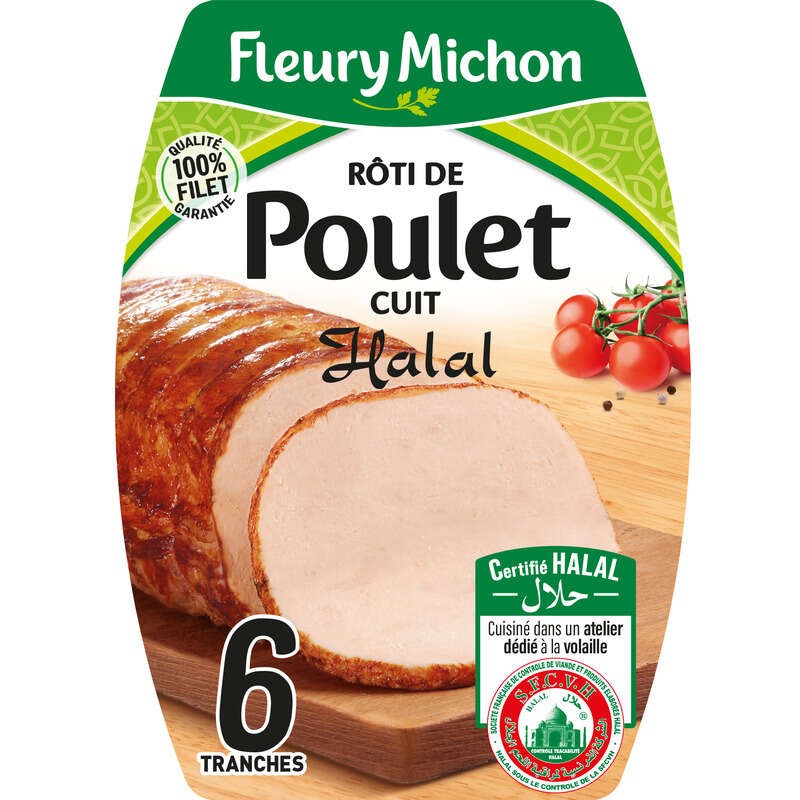 Fleury Michon Rôti de Poulet Cuit Halal Tranche x6 - 180g