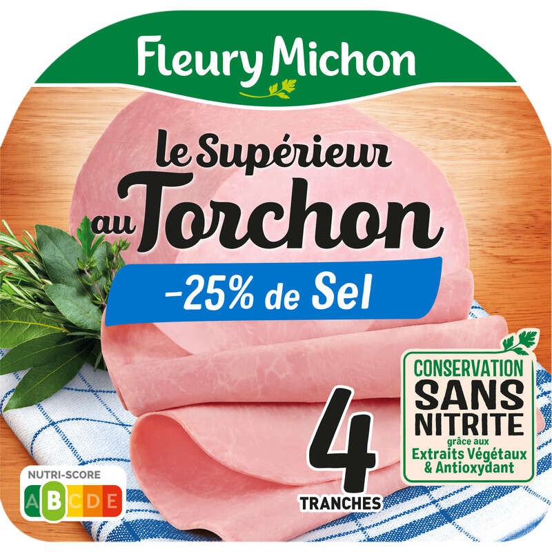 Fleury Michon Le Torchon Jambon -25% De Sel x4