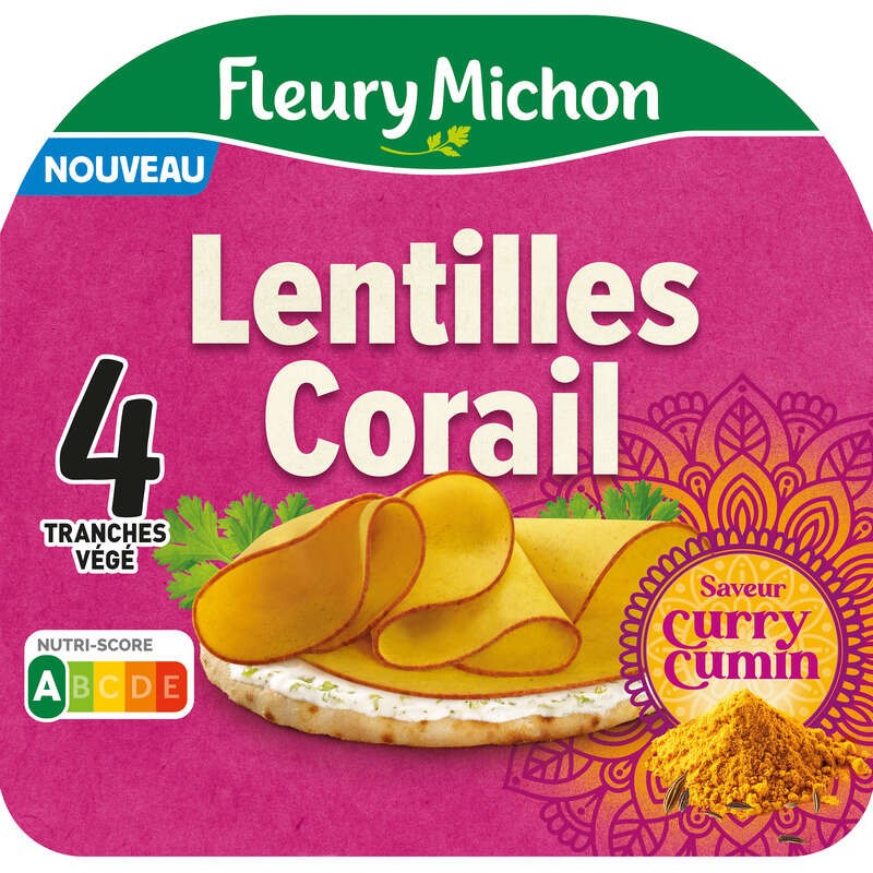 Fleury Michon Lentilles corail Curry Cumin en Tranches x4