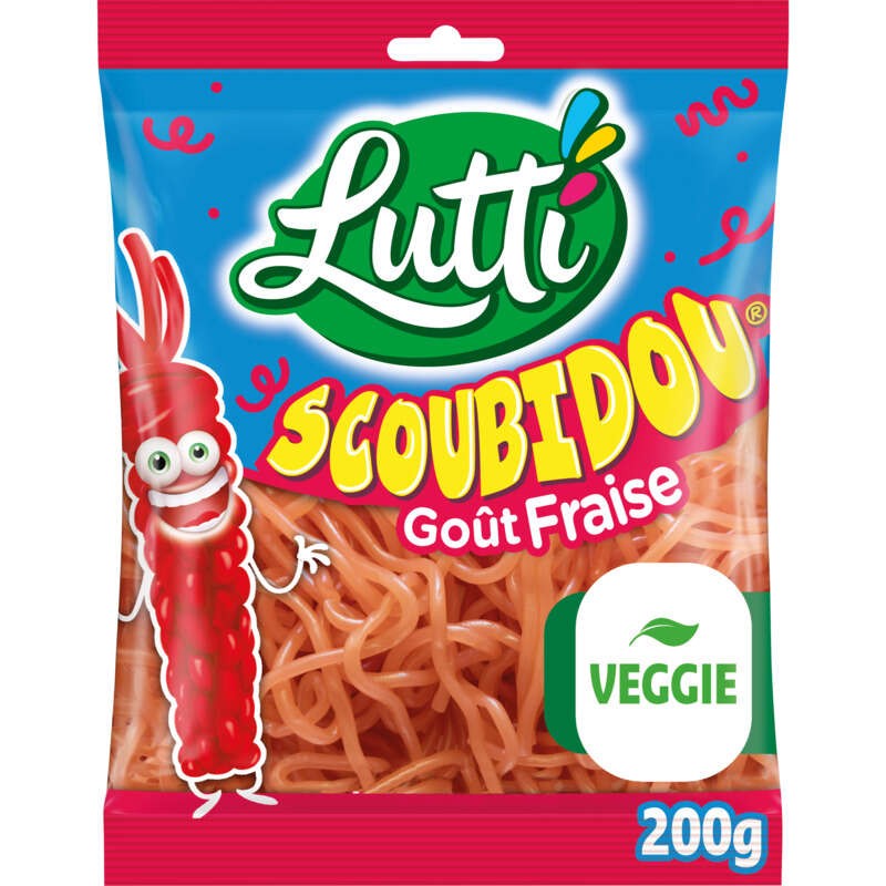 Lutti Bonbons Scoubidou Fraise 200g