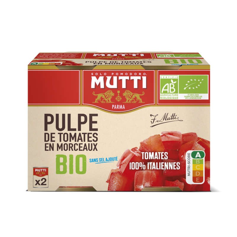 Mutti Parma Pulpe De Tomates En Morceaux 100% Bio 800g