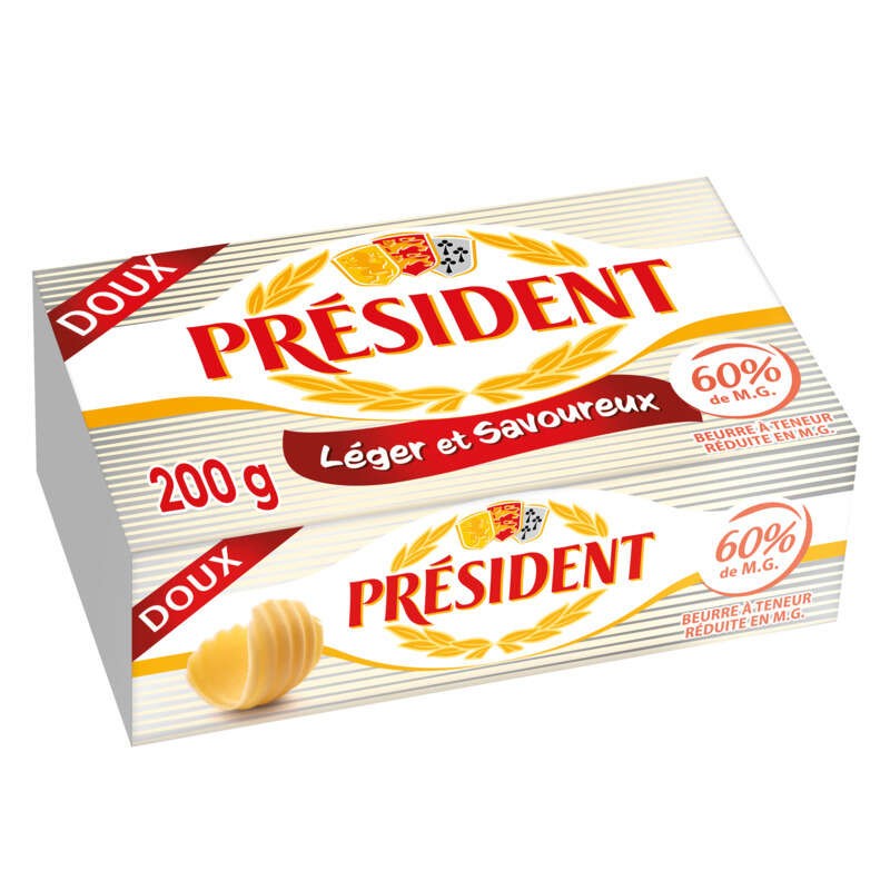 Président Beurre Plaquette 60% Doux 200 g