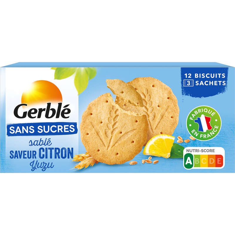 Gerblé Biscuit Citron Yuzu Sans Sucres Ajoutés 132g