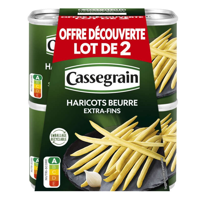Haricots Beurre extra-fins Cassegrain 2x220g