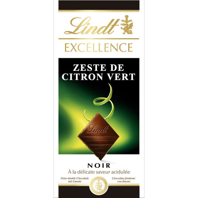 Lindt Excellence Chocolat Noir Zeste De Citron Vert 100g