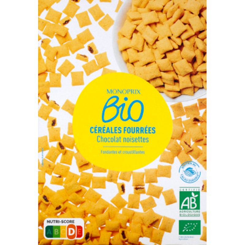 Monoprix Bio Céréales fourrées chocolat noisettes 325g