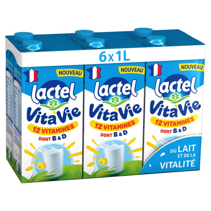 Lactel Vita'Vie Lait Vitaminé 1,0% de Mg 6x1L