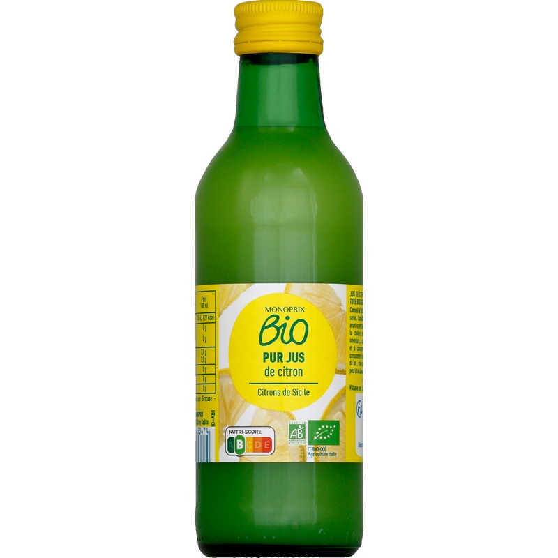 Monoprix Bio Pur jus de citron de Sicile 250ml